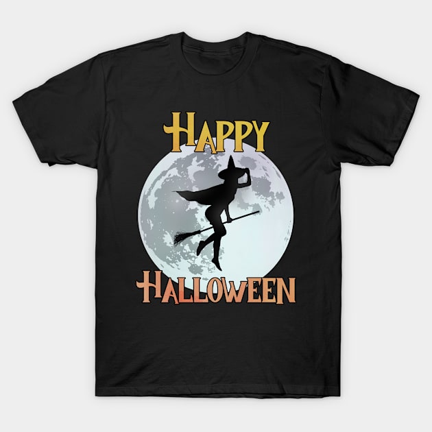 Happy Halloween - The Flying Witch T-Shirt by Moon Lit Fox